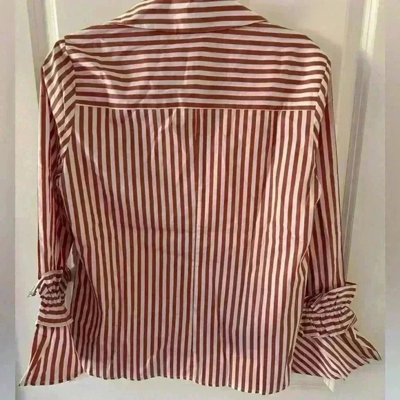 NEW Harshman 100% Cotton Selina Blouse ~ Brown Stripe ~ M ~ BEAUTIFUL! - Picture 5 of 10